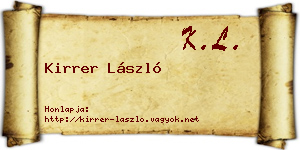 Kirrer László névjegykártya